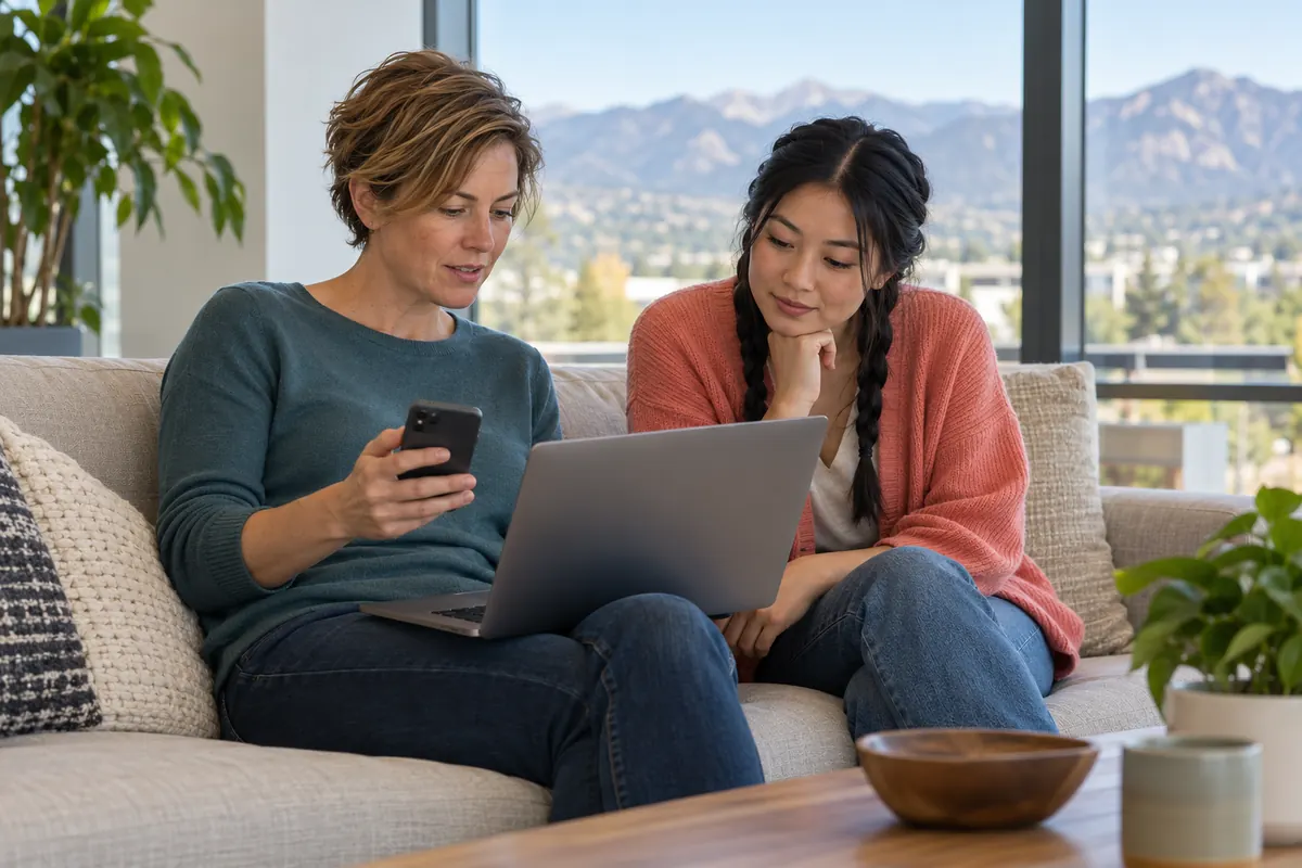 An SEO specialist explaining a search report to a business owner
